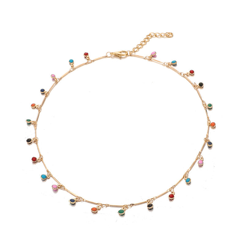 Venta al por mayor Collar de borla de color caramelo de aleación